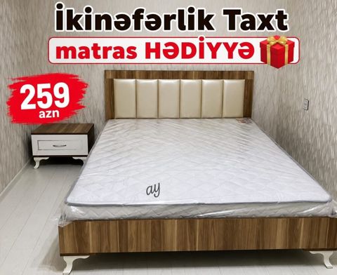 İkinefərlik taxtlar – müxtəlif modellər - Taxt + matras hədiyyə: 259