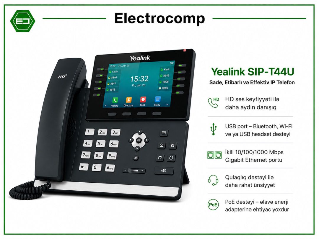 Yealink SIP-T44U — Şəbəkə və server avadanlığı, Bakı