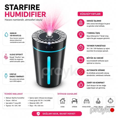 Hava nəmləndirici starfire humidifire