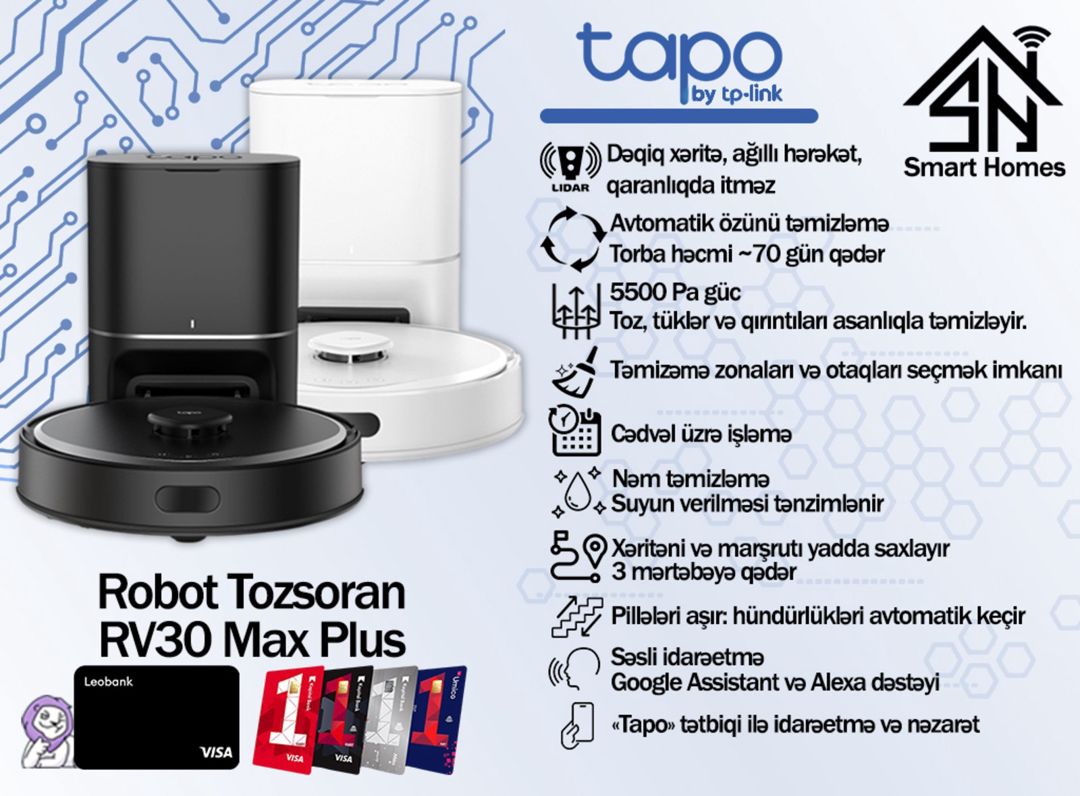 Tapo ağıllı robot tozsoran RV30 Max Plus — Mallar, Bakı