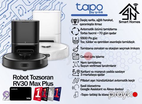 Tapo ağıllı robot tozsoran RV30 Max Plus