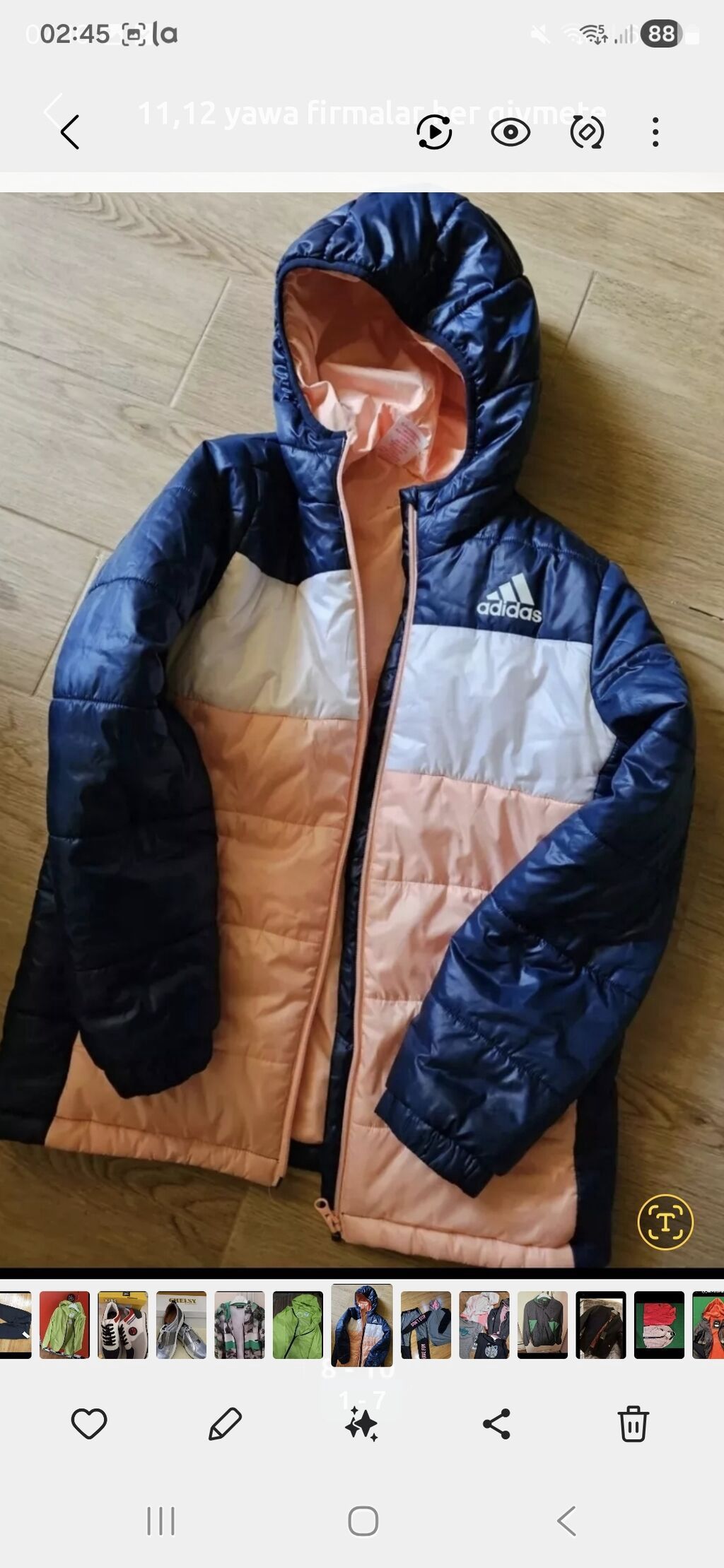 Adidas uşaq qış gödəkçəsi, uniseks, 12 ölçü