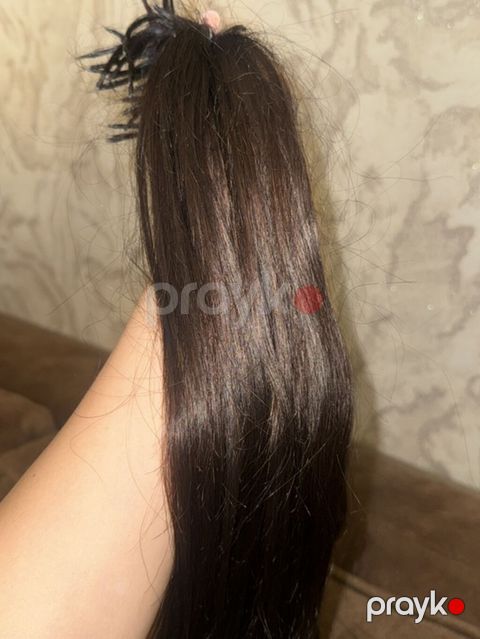 Təbii tünd qəhvəyi saç quyruğu (uzantı) - Material: 100% təbii insan