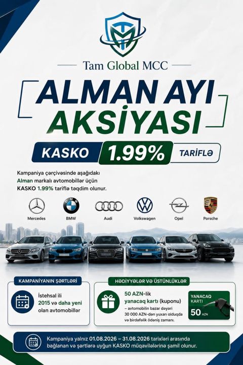 Tam Global MMC – sığorta xidmətləri Xidmətlər: - Kasko sığortası — Bakı