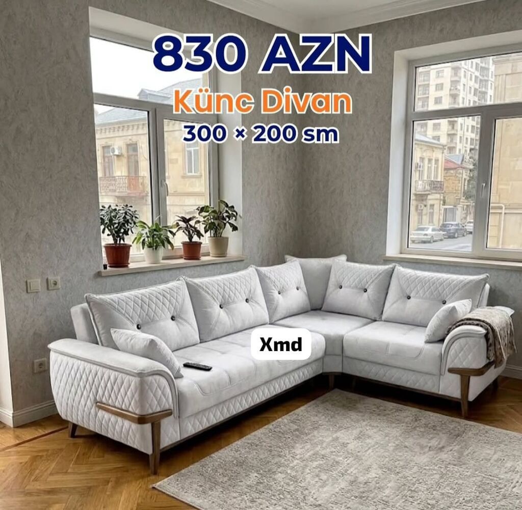 Künc divanlar – müxtəlif ölçü və dizaynlarda - Model 1: 260 × 160 sm — Mebel, Xırdalan (10)