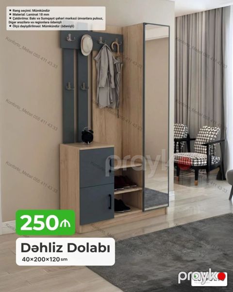 Dəhliz dolabı – 40×200×120 sm - Funksional giriş məkanı üçün — Bakı
