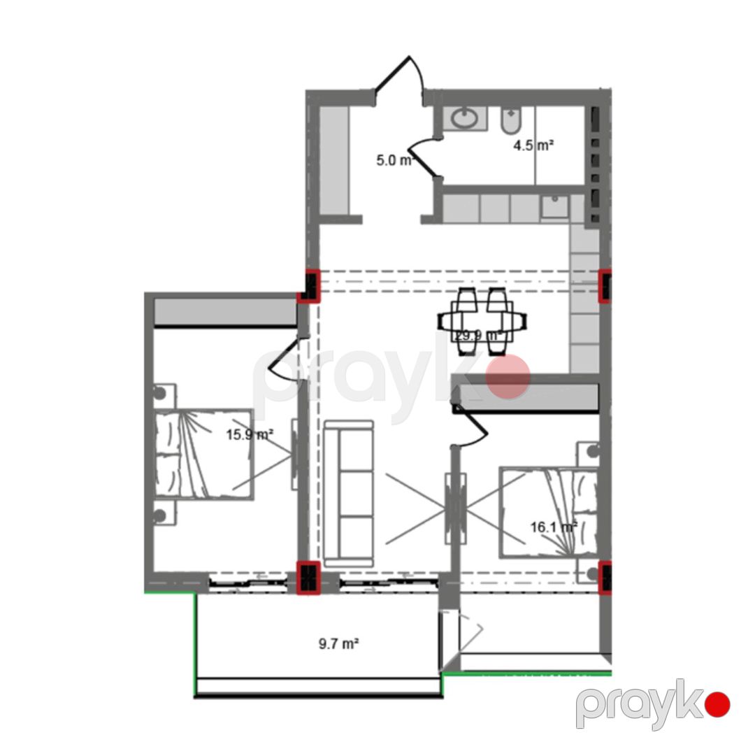 Satılır 3 otaqlı yeni tikili 95.9 m² — Mənzil, Bakı (7)