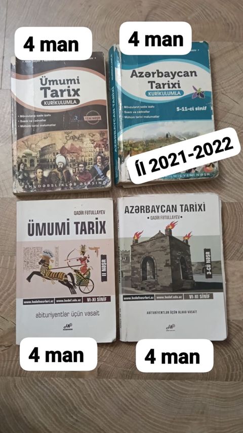 Tarix üzrə hazırlıq və abituriyentlər üçün vəsaitlər dəsti. Dəstdə