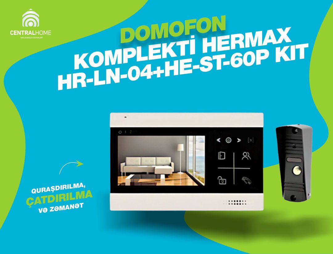 Domofon komplekti Hermax HR-LN-04+HE-ST-60P Kit — Təhlükəsizlik sistemləri, Bakı