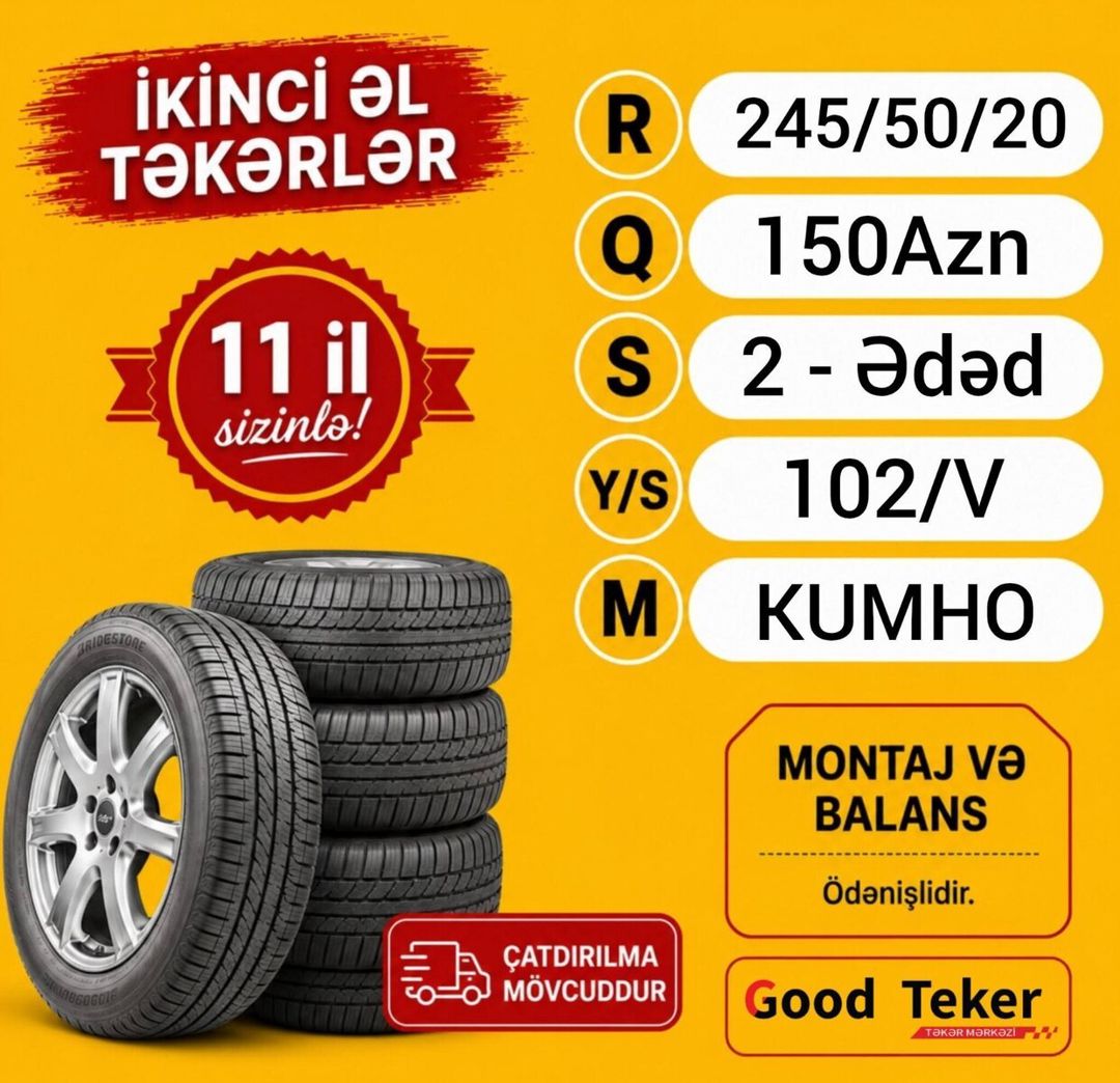 KUMHO şinlər 245/50 R20 — Ehtiyat hissələri və aksesuarlar, Bakı (5)