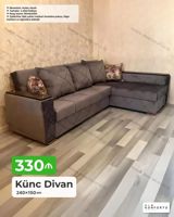 Künc divan – 240×150 sm - Mexanizm: açılan, bazalı (alt hissədə geniş — Mebel