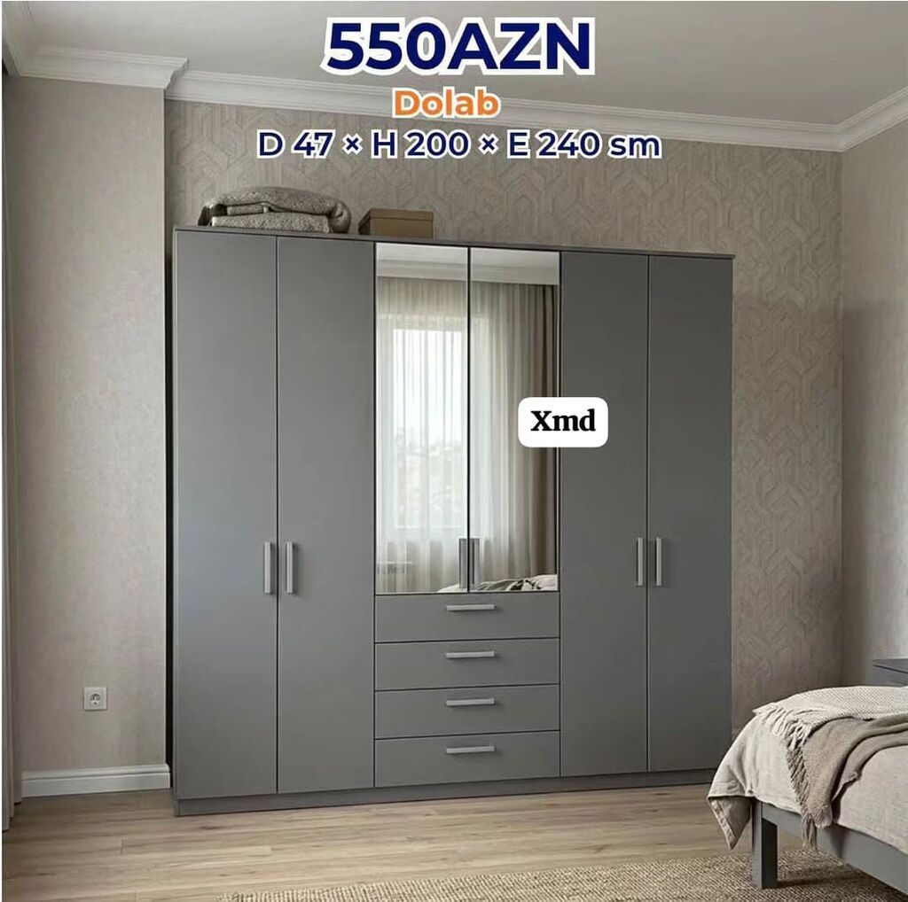 Dolab – 550 AZN Ölçülər: Dərinlik 47 sm × Hündürlük 200 sm × En 240 — Mebel, Masazır