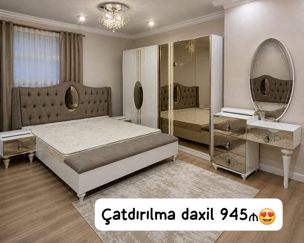 Yataq dəsti satılır çatdırılma daxil 945₼. Matrası və sandığı — Mebel, Bakı
