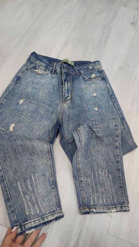 Uşaq üçün cins şalvar - Mater ial: qalın denim, mavi yuyulmuş effekt — Men's clothing