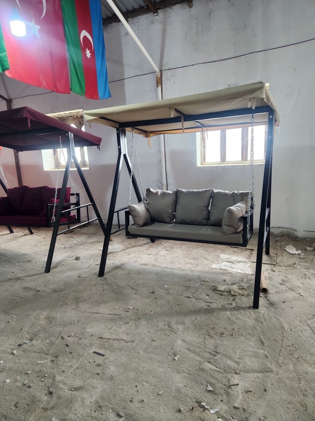 Bağ-baxça yelləncəkləri – dəmir konstruksiyalı, damlı model - — Mebel, Bakı (3)