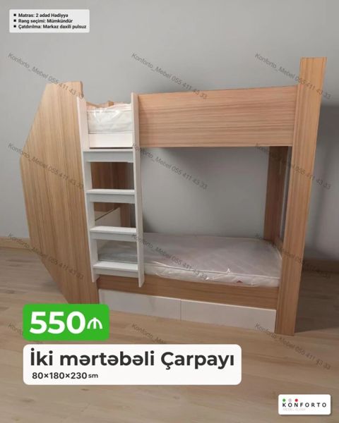 İki mərtəbəli çarpayı – 80×180×230 sm — Bakı
