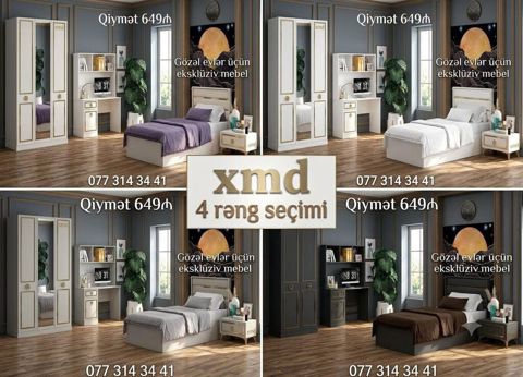 Uşaq və yeniyetmə otağı üçün eksklüziv mebel dəsti – 4 rəng seçimi