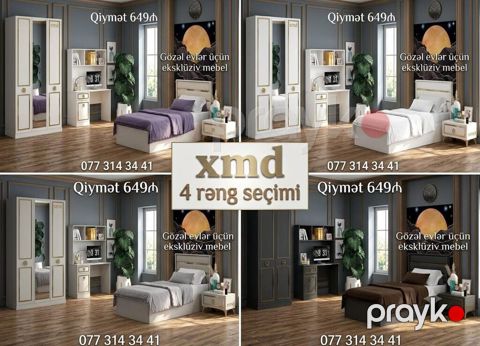 Uşaq və yeniyetmə otağı üçün eksklüziv mebel dəsti – 4 rəng seçimi — Xırdalan