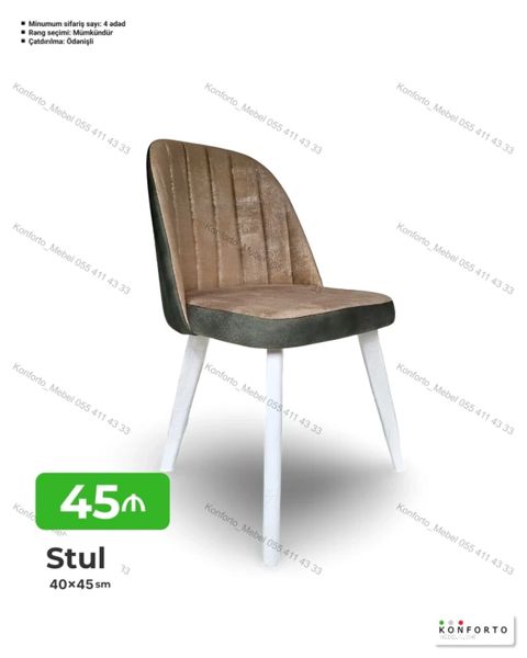 Stul – 40×45 sm - Müasir dizaynlı yemək otağı/ofis stulu - Yumşaq