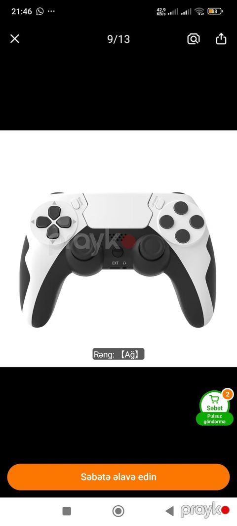 PS4/PS3/PC üçün simsiz oyun pulti - Model: DualShock tipli, Bluetooth — Digah