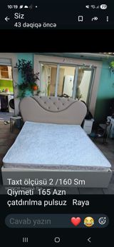 İki nəfərlik taxt - Ölçü: 200 x 160 sm - Yumşaq başlıq: düyməli — Mallar