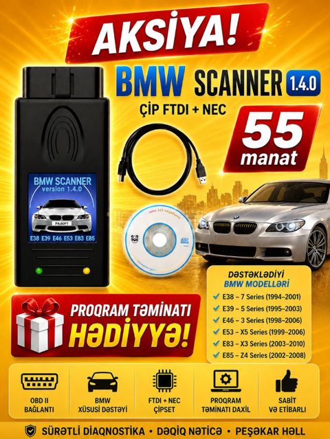BMW 1.4.0 scanner. ✔✔✔ ŞOK QİYMƏT !!!!!!! 3, 5, 7 seriya, X3, X5 SUV и