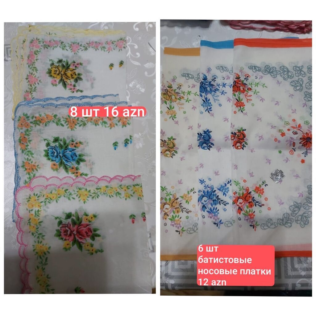 Batik pambıq burun dəsmallar dəsti - Sol tərəf: 8 ədəd, çiçək — Tekstil, Bakı