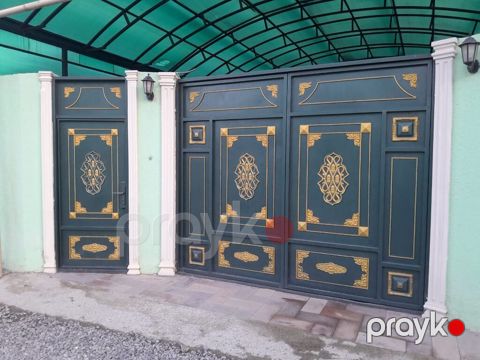 Metall darvaza və giriş qapısı dəsti - qalın metal, klassik dizayn