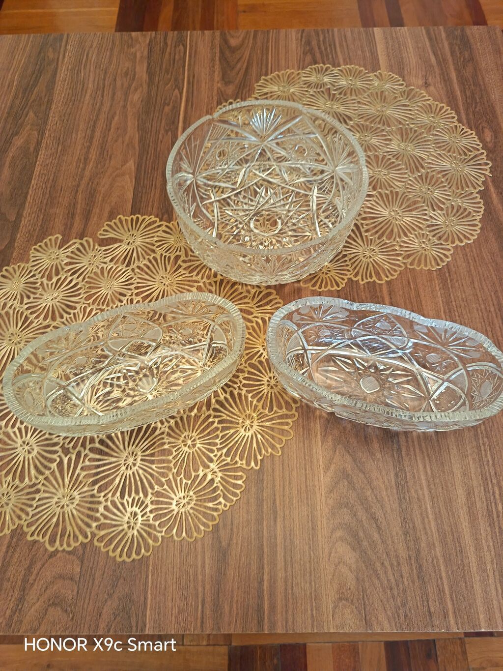 Kolleksiya şüşə/kristal qab dəsti - 3 ədəd dekorativ qabdan ibarət — Mallar, Bakı (3)