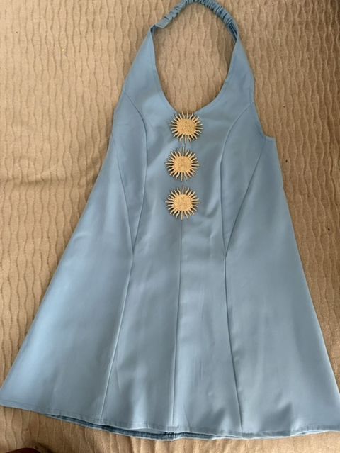 Qadın mini paltarı — açıq mavi, ölçü 38 (M), yeni