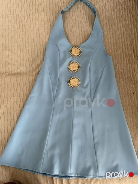 Qadın mini paltarı — açıq mavi, ölçü 38 (M), yeni