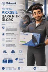 🧤 Güclü və rahat seçim! 🔹 Akxseil marka qara nitril əlcək ▫️ Qalın və — Tikinti və təmir