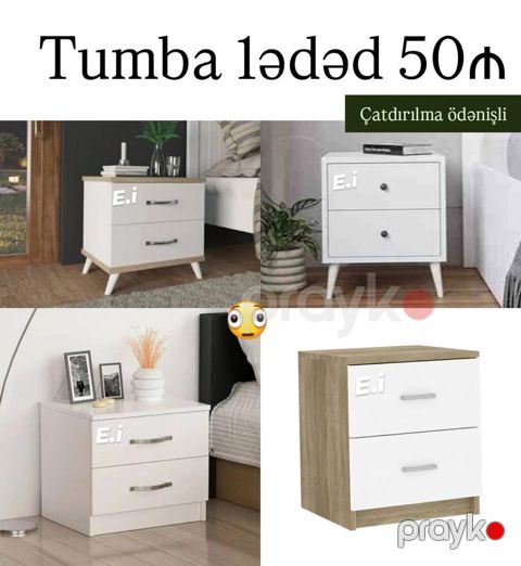 Tumba – 2 çəkməcəli, kompakt dizayn • Modellər: Şəkildə göstərilən — Quba