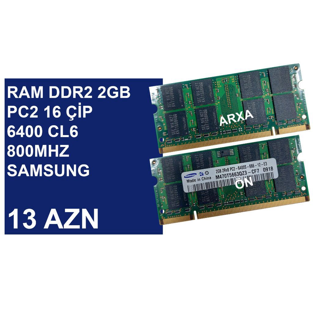Operativ Yaddaş DDR2 2GB 667/800MHz SODIMM (Nanya, Samsung)