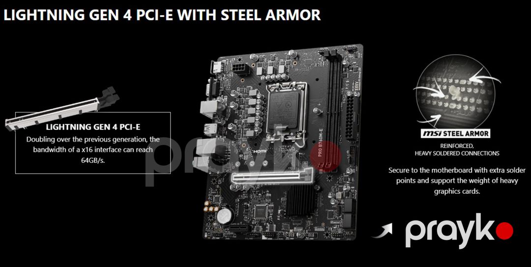 MSI B760M-E DDR5 LGA1700, Intel 14th/13th/12th Gen, 2x DDR5 5200+1x M.2 (PCIe 4.0), No RAID, 1x PC — Elektronika, Bakı (4)
