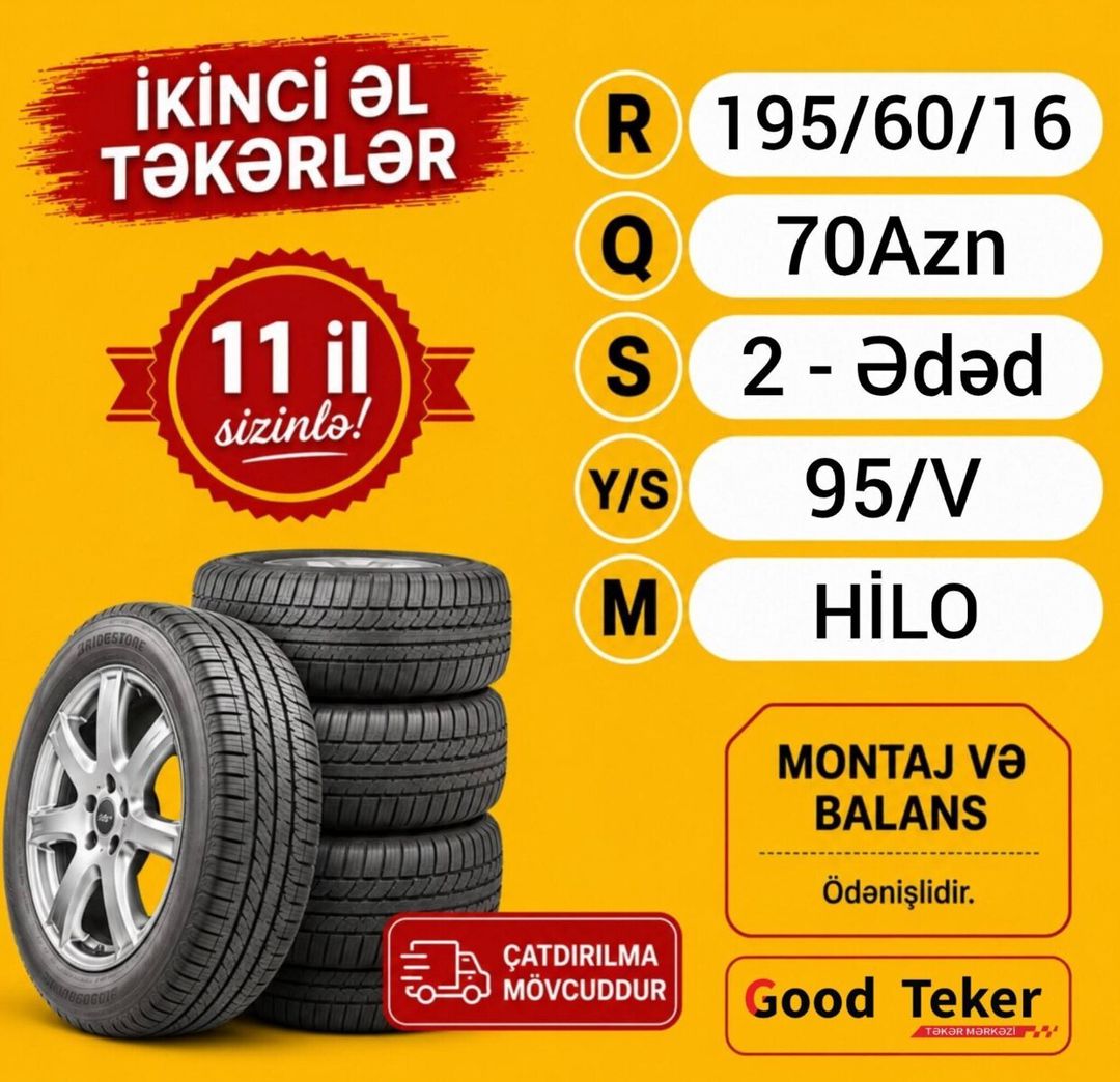 HİLO şinləri 195/60 R16 — Ehtiyat hissələri və aksesuarlar, Bakı (5)