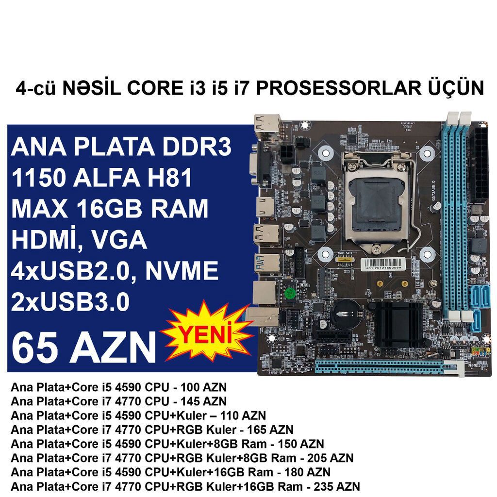 Ana Plata "DDR3 LGA 1155 Alfa H61 Bundle" Bundan ucuz ancaq