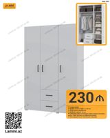 3 qapılı paltar dolabı – La Mini - Ölçülər: D 47 × H 200 × E 120 sm - — Mebel