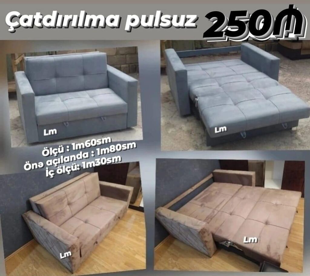 Divan-kravat, Qonaq otağı üçün, Bazalı, Açılan, Amerikanka — Divanlər, Bakı