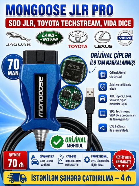 Mongoose JLR SDD V165 diaqnostika cihazı. Адаптер Mongoose Pro