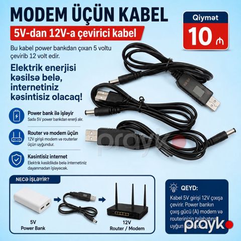 Modem üçün kabel. ✔✔✔ Bu kabel ilə elektrik enerjisini power bank — Lənkəran