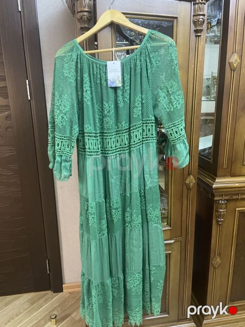 Şıq yaşıl rəngli uzun don - Model: bohem/romantik üslubda maxi don -
