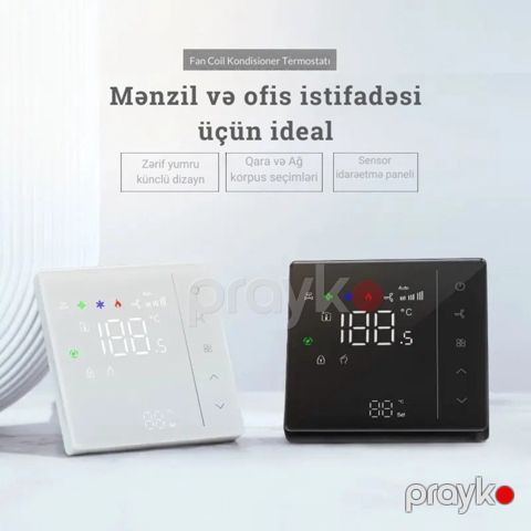 Ağıllı Fan Coil Termostatı Tuya WiFi (2-Pipe FCU) — Bakı