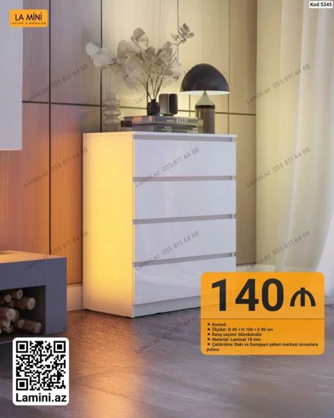 LA MINI komod - Ölçülər: D 40 × H 100 × E 80 sm - Rəng seçimi — Lamini Mebel — Komodlar və tumbalar