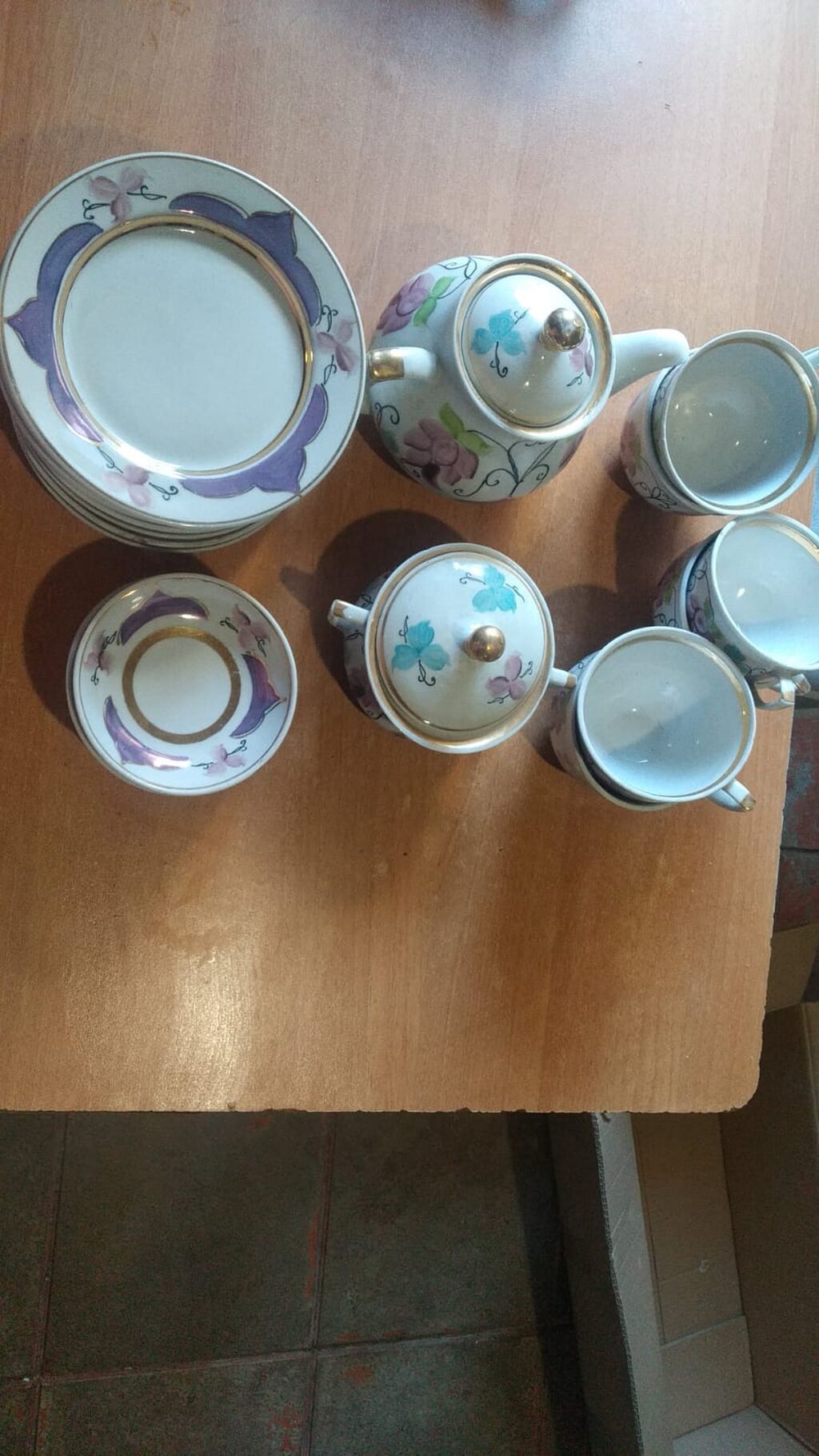 Çay dəsti, rəng - Göy, Farfor — Mallar, Bakı (3)