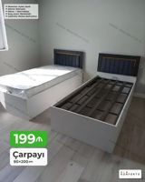 Çarpayı – 90×200 sm - Mexanizm: Açılan, bazalı (yuxarıdan qaldırılan — Mebel