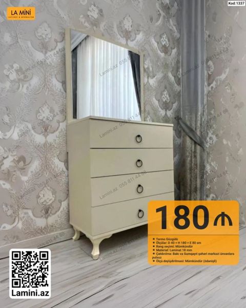 LA MINI termo güzgülü komod - Model kodu: 1337 - Ölçülər: D 40 × H — Lamini Mebel — Komodlar və tumbalar
