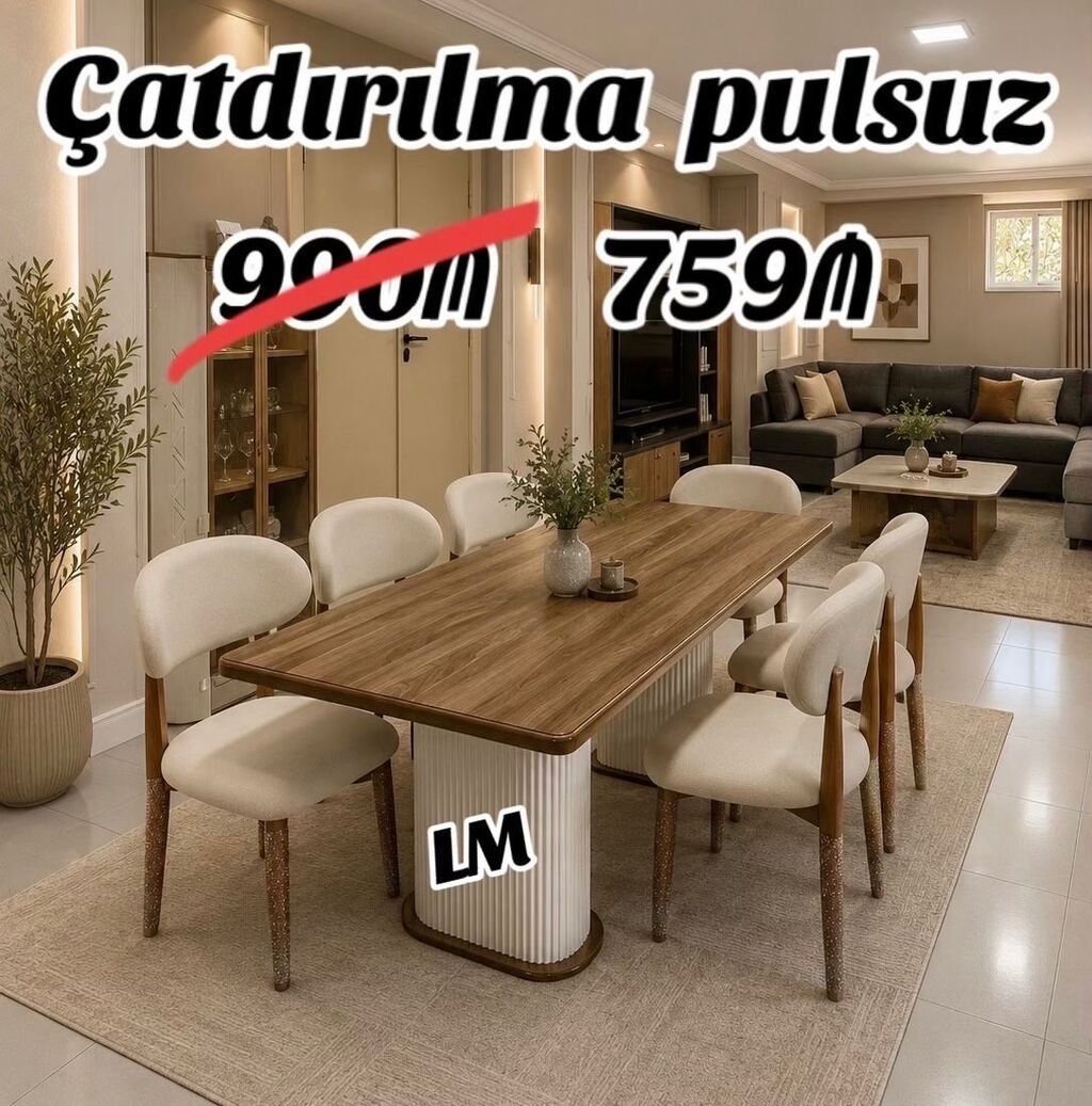 Möhtəşəm masa dəsti – fıstıq ayaqlı, yüksək keyfiyyətli Paket: - Masa — Mebel, Bakı