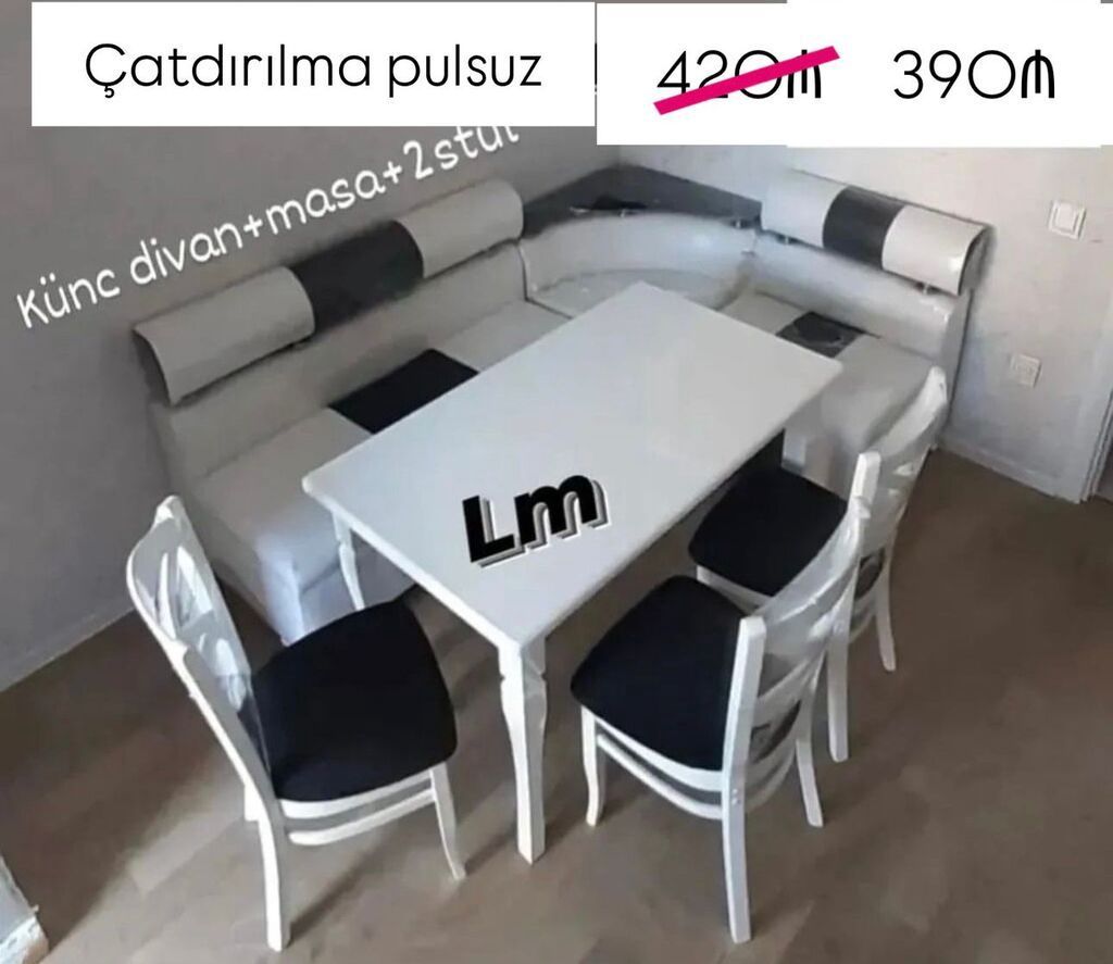 Mətbəx və ya yemək otağı üçün komplekt: - Künc divan - Masa - 2 ədəd — Mebel, Bakı