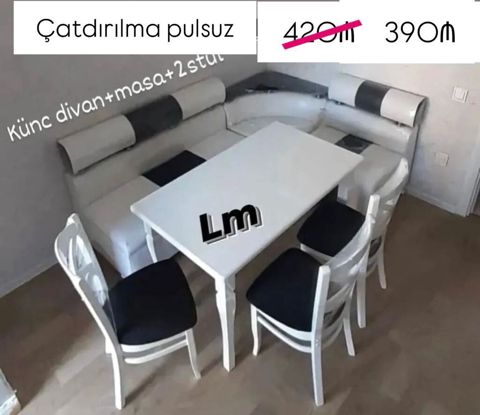 Mətbəx və ya yemək otağı üçün komplekt: - Künc divan - Masa - 2 ədəd